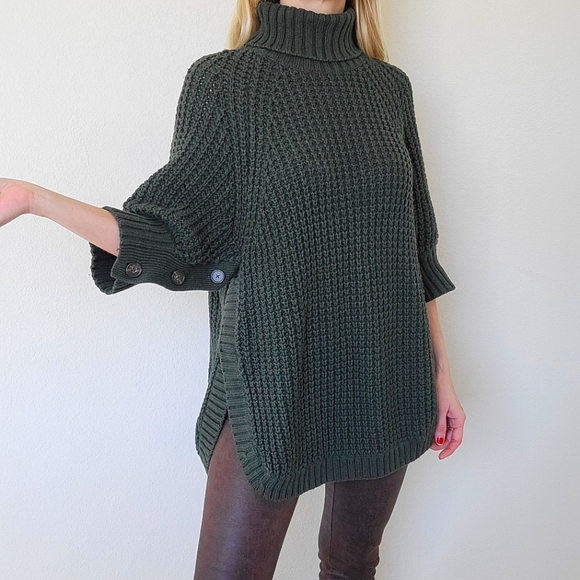 J. Crew Knitted Green Turtleneck Sweater Long Size S - Picture 5 of 7